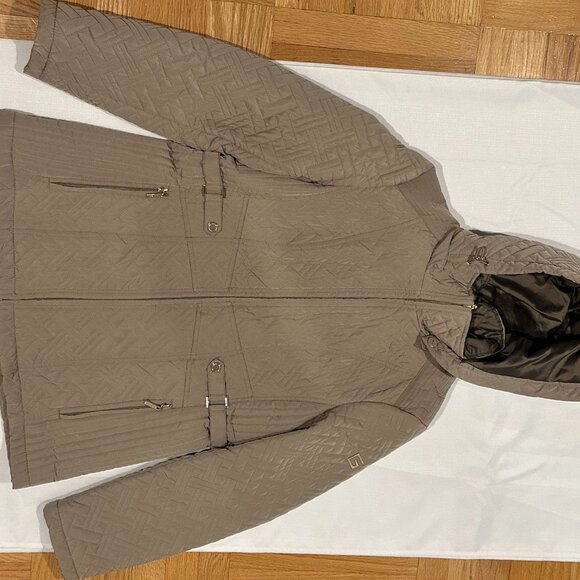 Gallery New York Women’s Quilted Hooded Jacket – Taupe Brown – Size S - Picture 3 of 6